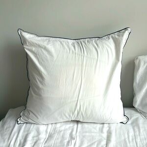 Crate&Barrel Set of 3 Haven Euro Pillow Shams Blue Percale White 26x26